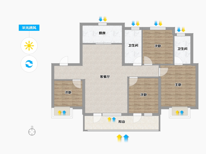 内蒙古自治区-赤峰市-泽信云尚-94.94-户型库-采光通风