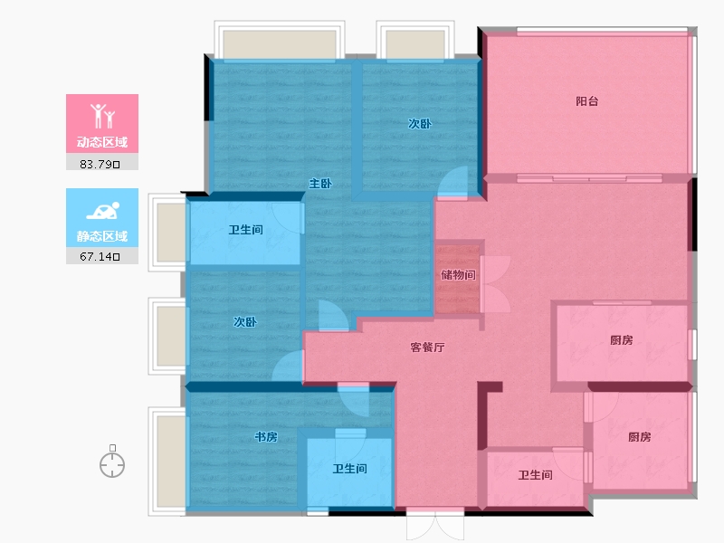 贵州省-贵阳市-中铁阅山湖臻藏-135.12-户型库-动静分区