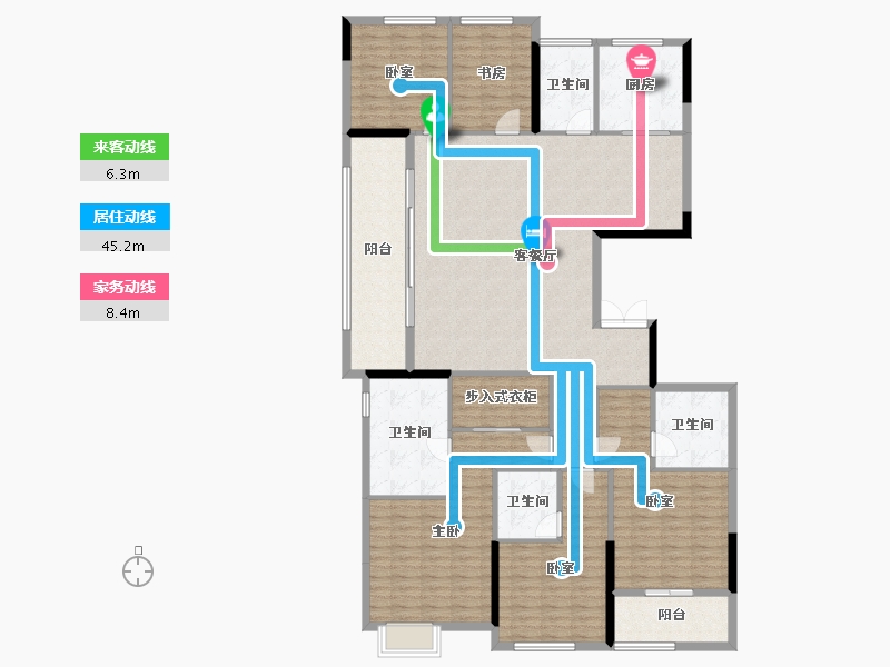 浙江省-杭州市-滨江杭铁·枫揽华庭-186.02-户型库-动静线