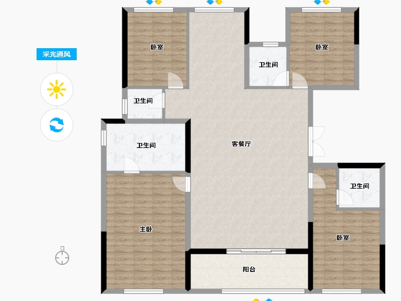 浙江省-杭州市-建杭霞映锦绣里-156.24-户型库-采光通风