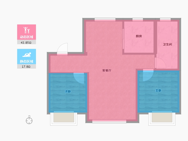 内蒙古自治区-赤峰市-泽信云尚-54.65-户型库-动静分区