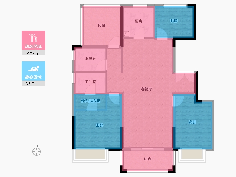 浙江省-宁波市-合生天乾湾-89.00-户型库-动静分区