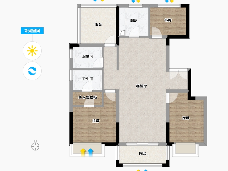 浙江省-宁波市-合生天乾湾-89.00-户型库-采光通风