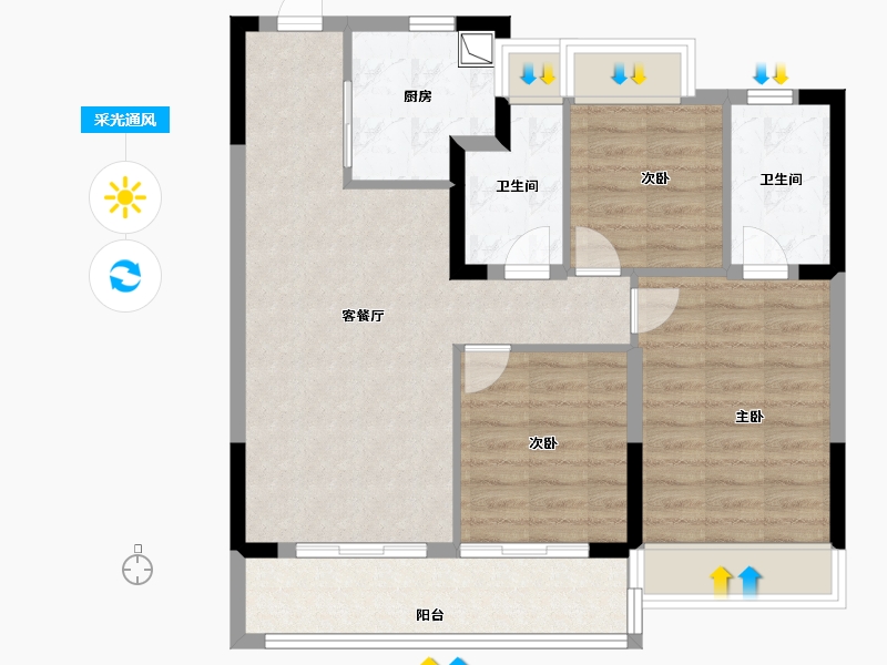 江苏省-苏州市-海上云璟-79.20-户型库-采光通风