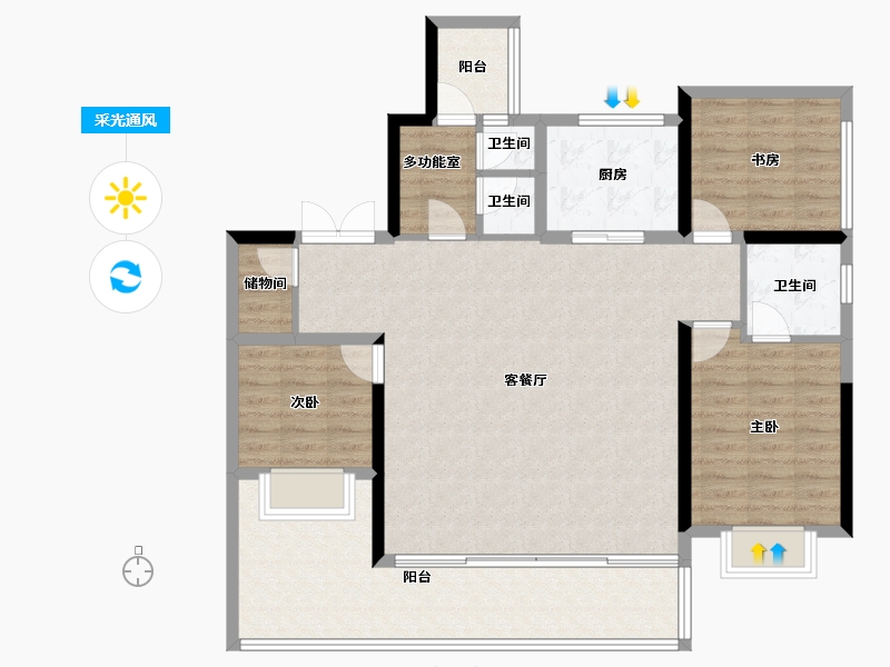 贵州省-贵阳市-中铁阅山湖臻藏-114.80-户型库-采光通风