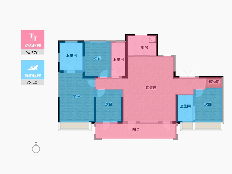 江苏省-苏州市-狮山金茂府-149.66-户型库-动静分区