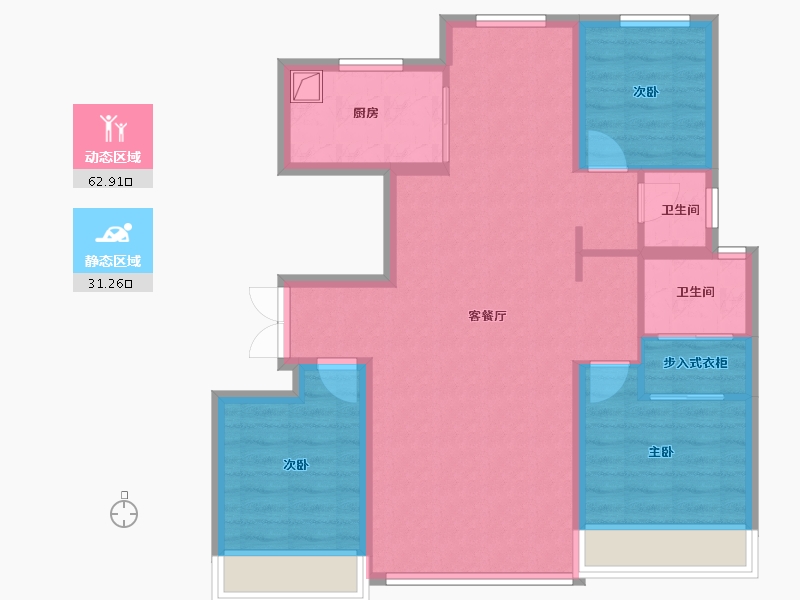 河北省-秦皇岛市-玺悦台-84.13-户型库-动静分区