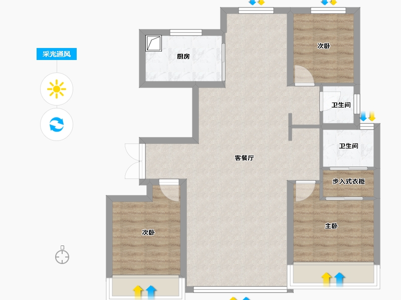 河北省-秦皇岛市-玺悦台-84.13-户型库-采光通风