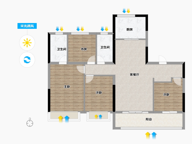 浙江省-绍兴市-金茂暨阳府-116.00-户型库-采光通风