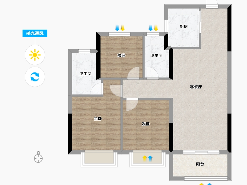 浙江省-绍兴市-金茂暨阳府-80.00-户型库-采光通风