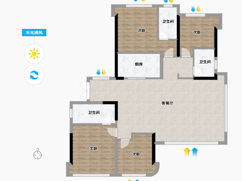 福建省-福州市-榕发誉湖-128.00-户型库-采光通风