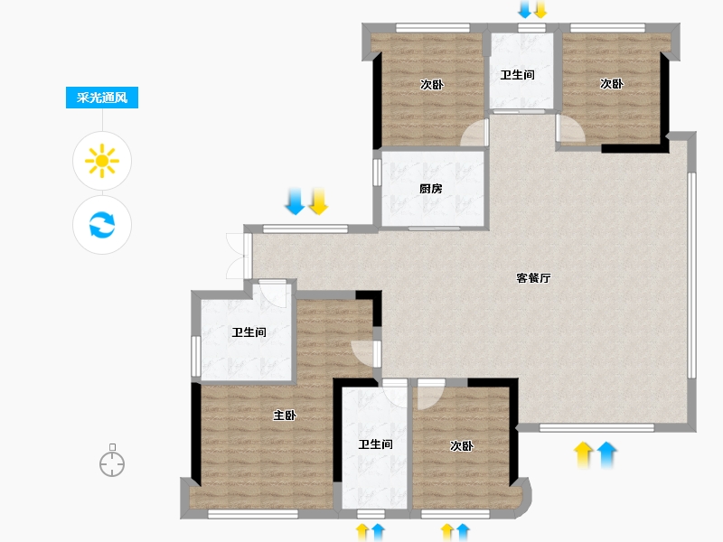 福建省-福州市-榕发誉湖-144.00-户型库-采光通风