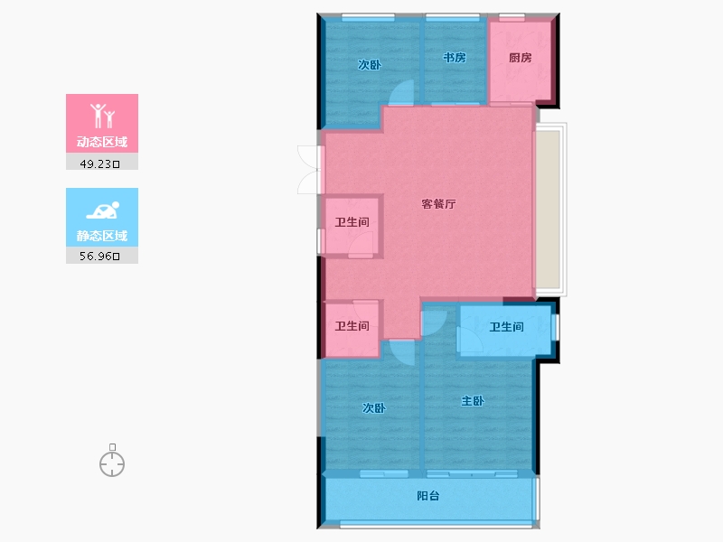 浙江省-绍兴市-振东康居-96.45-户型库-动静分区