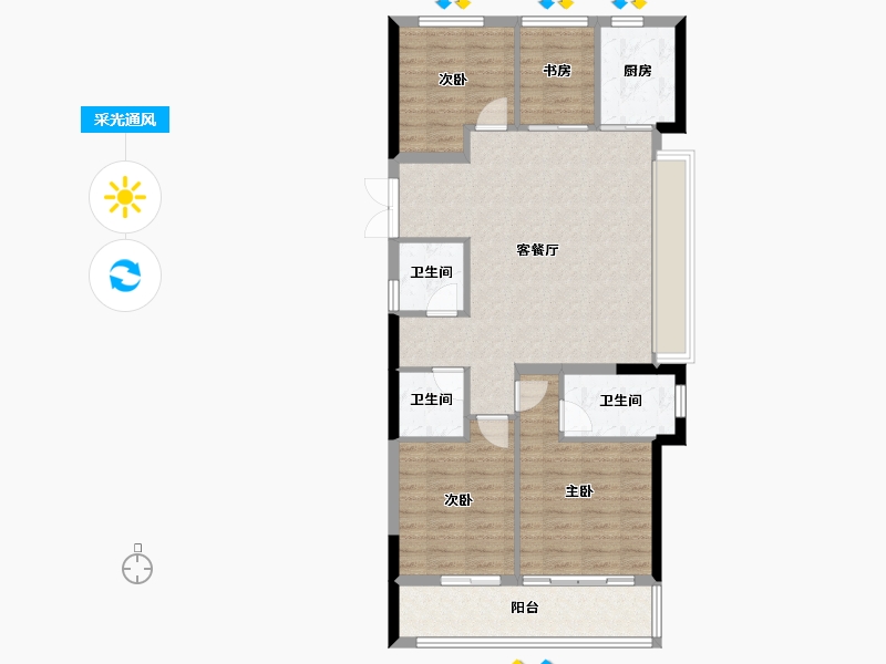 浙江省-绍兴市-振东康居-96.45-户型库-采光通风