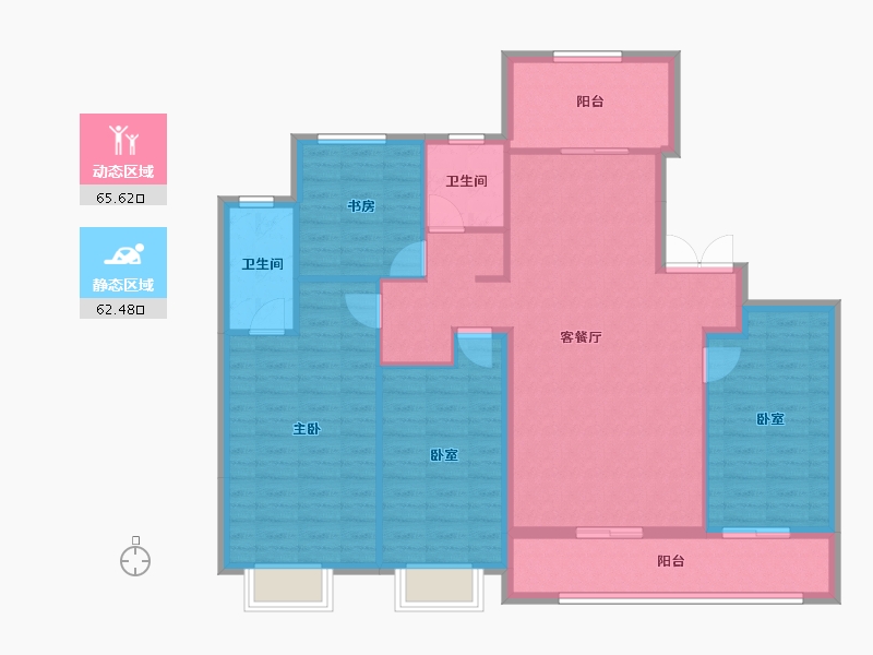 浙江省-杭州市-绿城·沁百合-116.49-户型库-动静分区