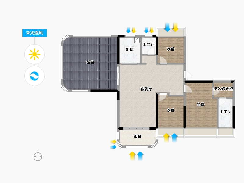 安徽省-芜湖市-伟星翡翠森林-128.36-户型库-采光通风