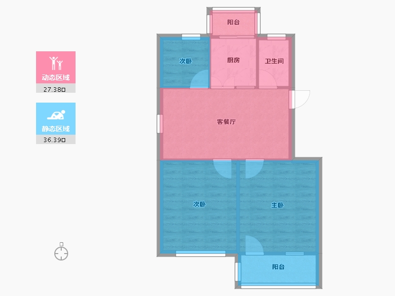 江苏省-南京市-盐仓桥11号小区-55.16-户型库-动静分区