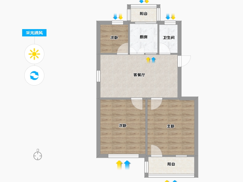 江苏省-南京市-盐仓桥11号小区-55.16-户型库-采光通风