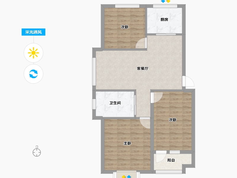 山东省-德州市-东城名苑-82.57-户型库-采光通风