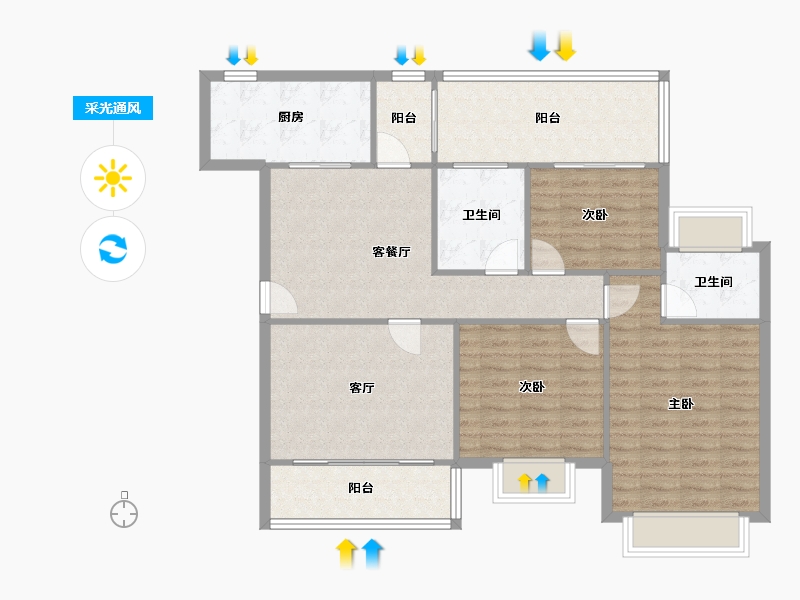 广东省-深圳市-海龙苑-105.00-户型库-采光通风