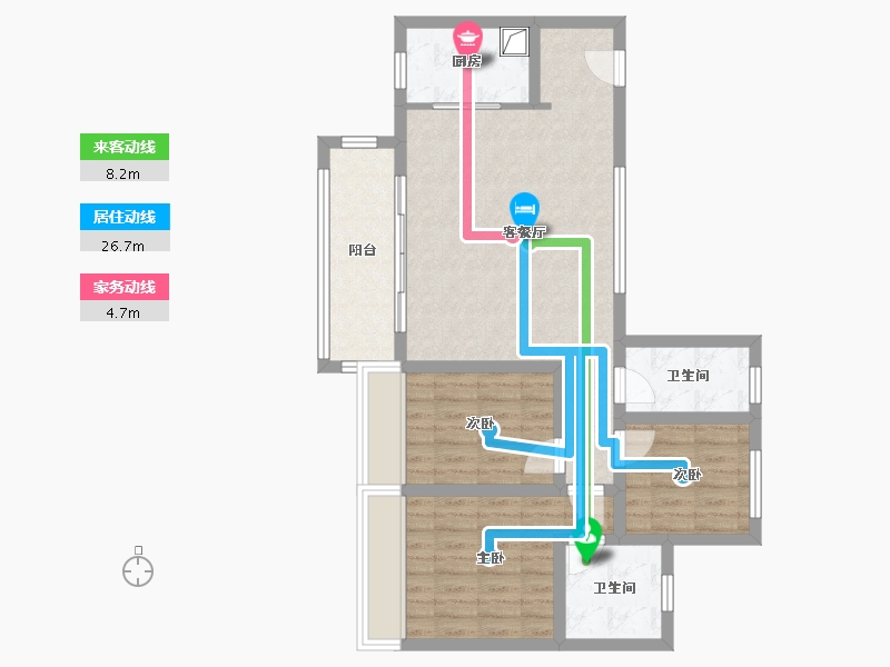 四川省-攀枝花市-天星湖畔花蔓邸-86.40-户型库-动静线