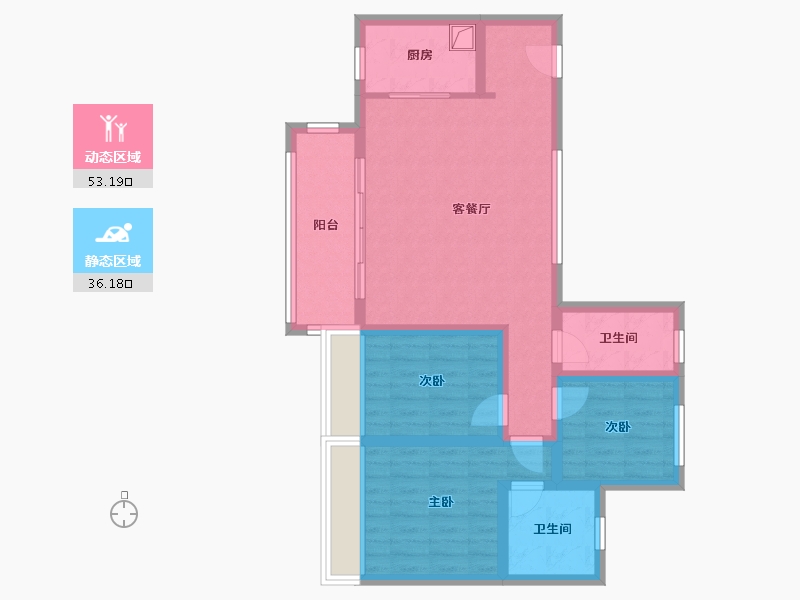 四川省-攀枝花市-天星湖畔花蔓邸-86.40-户型库-动静分区