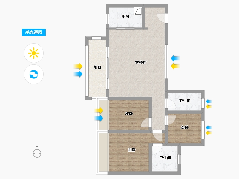 四川省-攀枝花市-天星湖畔花蔓邸-86.40-户型库-采光通风