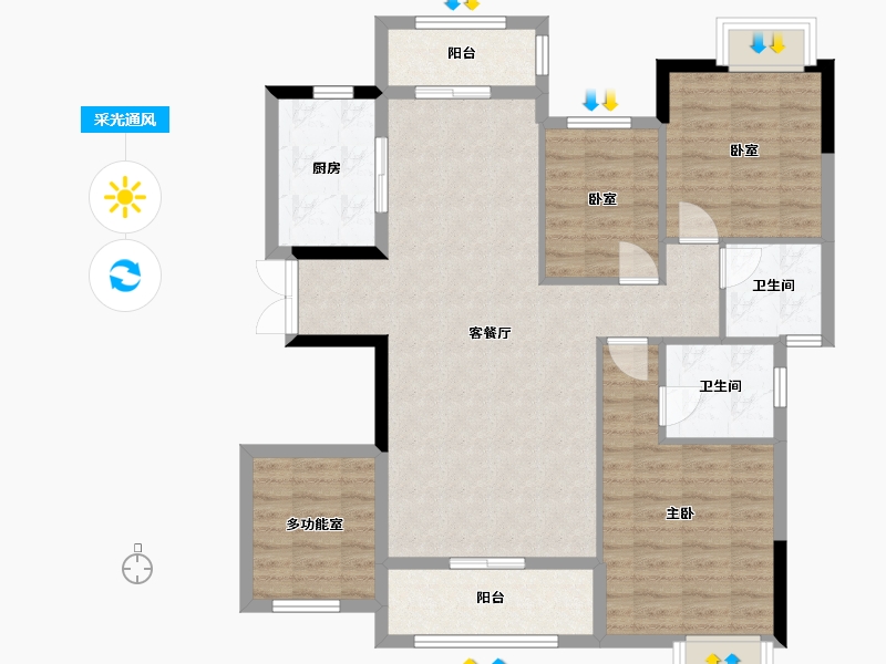 福建省-龙岩市-悦勤未来城-105.38-户型库-采光通风