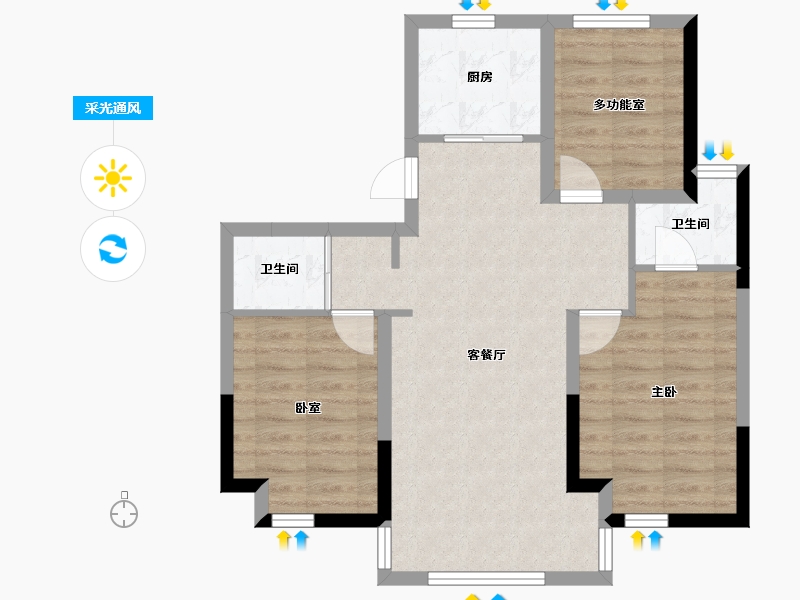 江苏省-泰州市-恒富之光花苑-71.69-户型库-采光通风