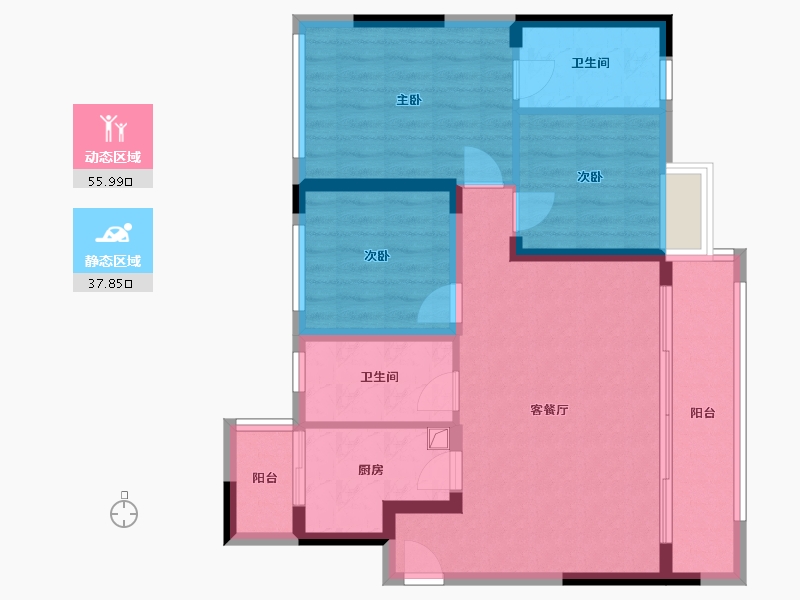 四川省-广元市-和信凤凰世纪城海棠华庭-83.85-户型库-动静分区