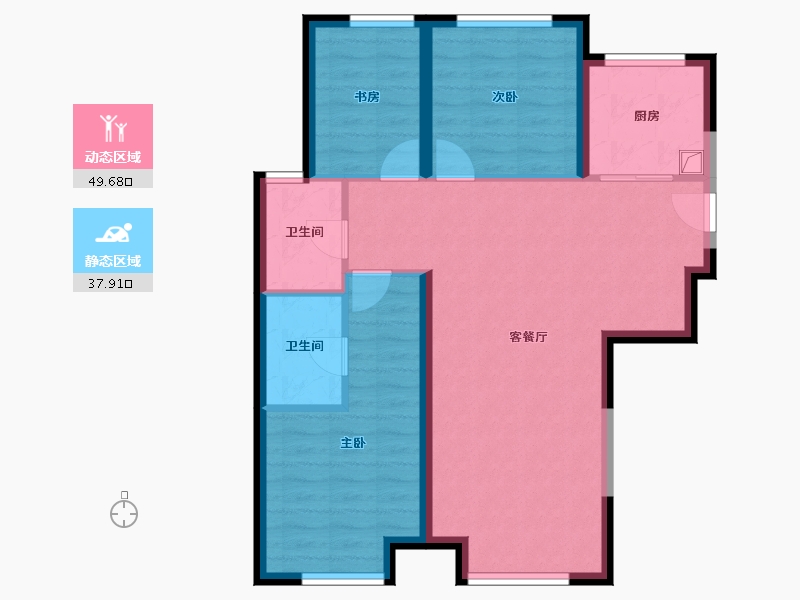 陕西省-西安市-绿城春风心语-96.45-户型库-动静分区