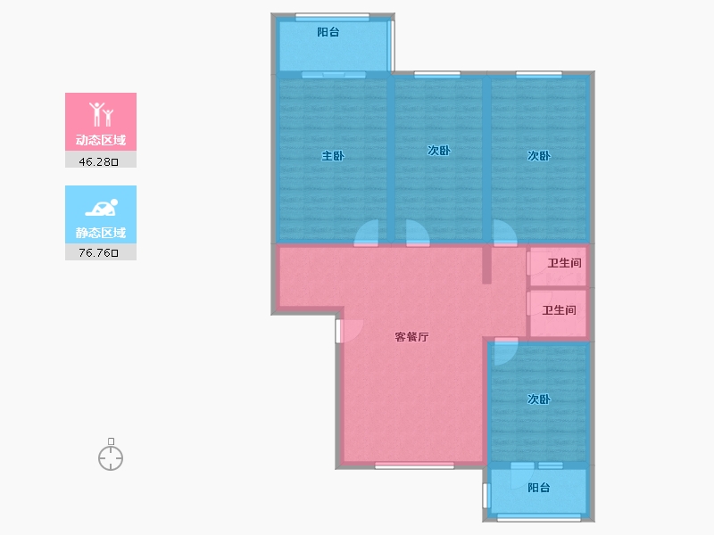 河北省-廊坊市-廊坊老干部局宿舍-110.00-户型库-动静分区