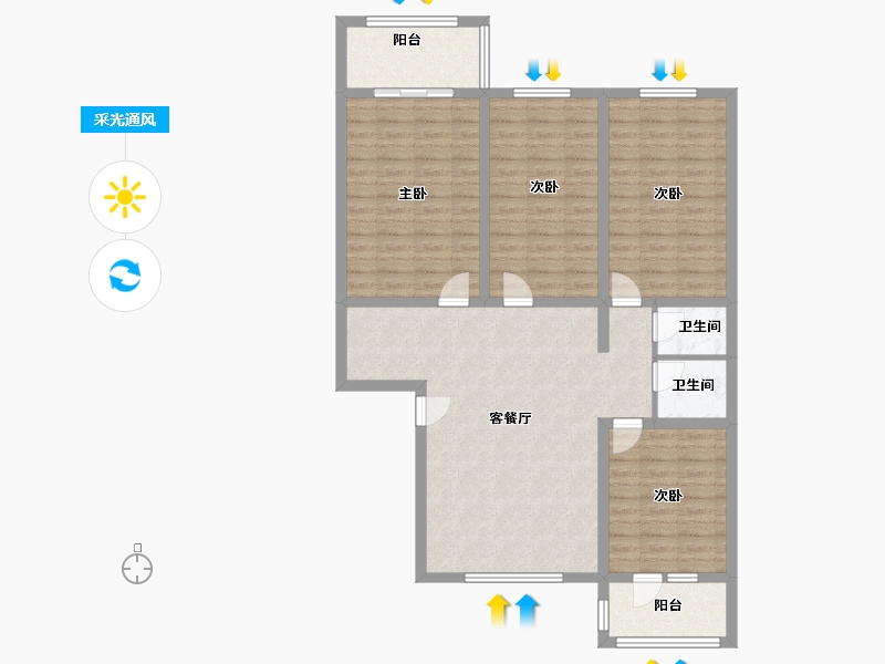 河北省-廊坊市-廊坊老干部局宿舍-110.00-户型库-采光通风