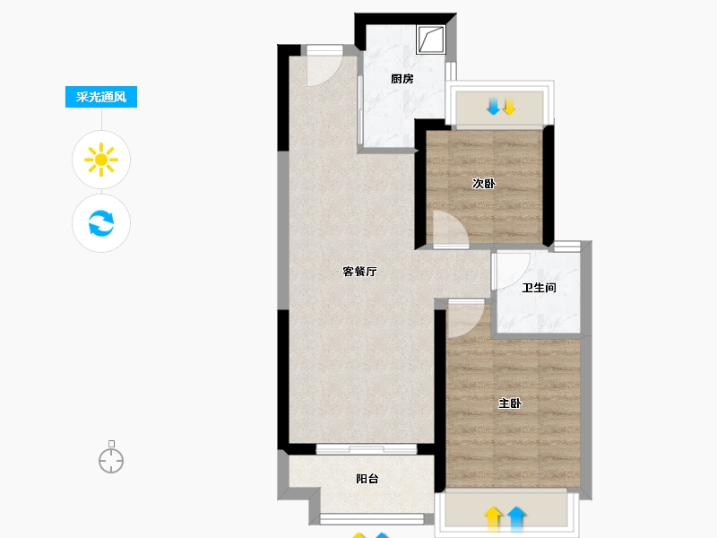 湖北省-武汉市-武汉城建汉江云宸-52.32-户型库-采光通风