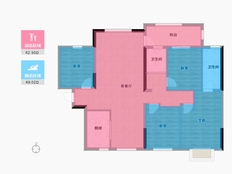 湖北省-恩施土家族苗族自治州-恩施市颐锦天城-104.80-户型库-动静分区