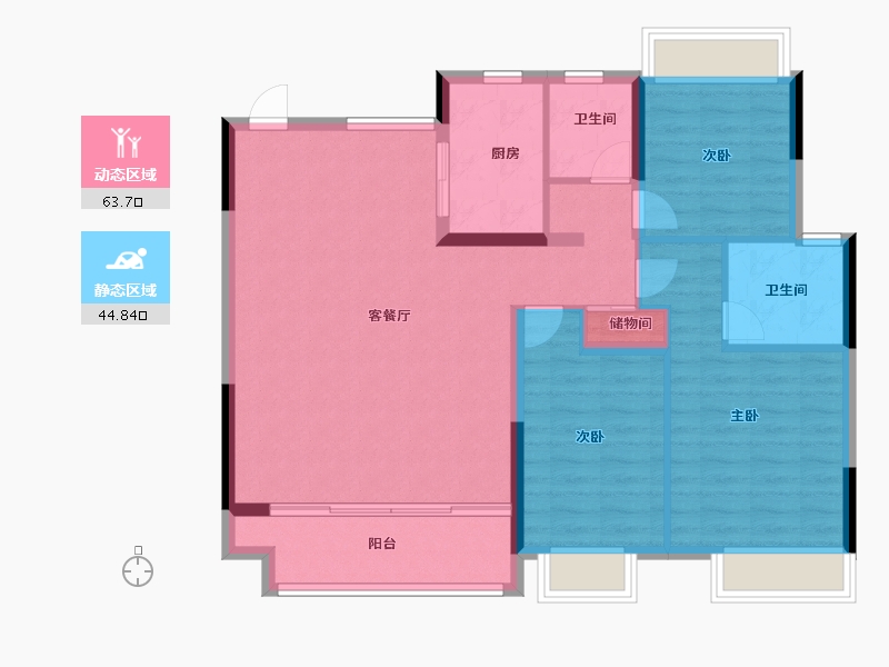 江苏省-苏州市-华发星辰海-98.40-户型库-动静分区