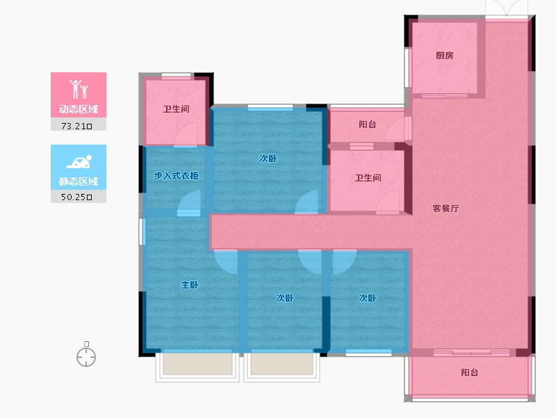 湖北省-天门市-西湖公馆-116.23-户型库-动静分区