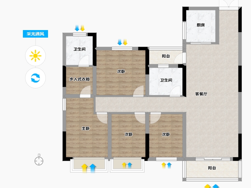 湖北省-天门市-西湖公馆-116.23-户型库-采光通风