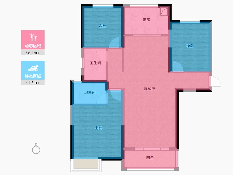 陕西省-榆林市-泰发祥·云樾-88.90-户型库-动静分区