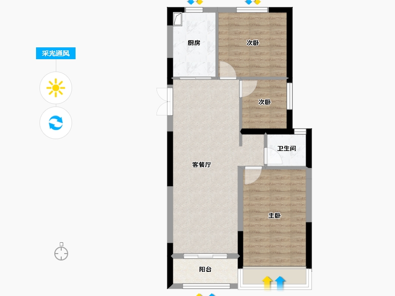 河南省-郑州市-阳光城3号综合楼-76.00-户型库-采光通风