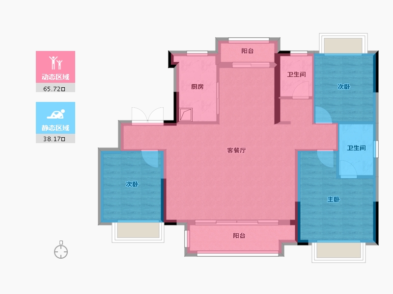 湖北省-武汉市-武汉城建汉江云宸-93.36-户型库-动静分区