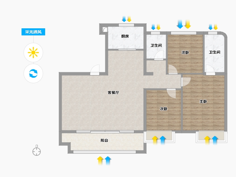 山东省-泰安市-恒地天悦-109.68-户型库-采光通风