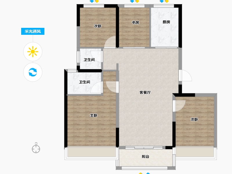 山东省-济南市-隆和府-103.20-户型库-采光通风