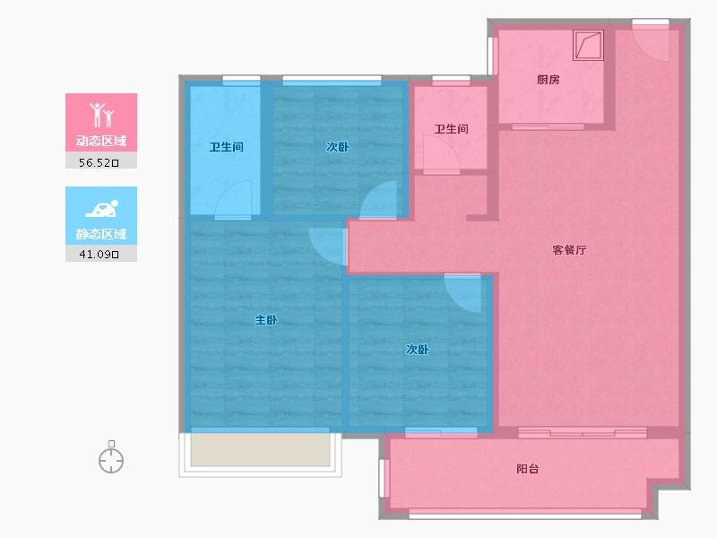 山东省-泰安市-恒地天悦-87.20-户型库-动静分区