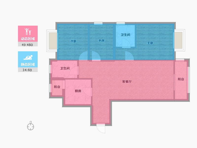 浙江省-杭州市-杭州新世界中心-116.00-户型库-动静分区