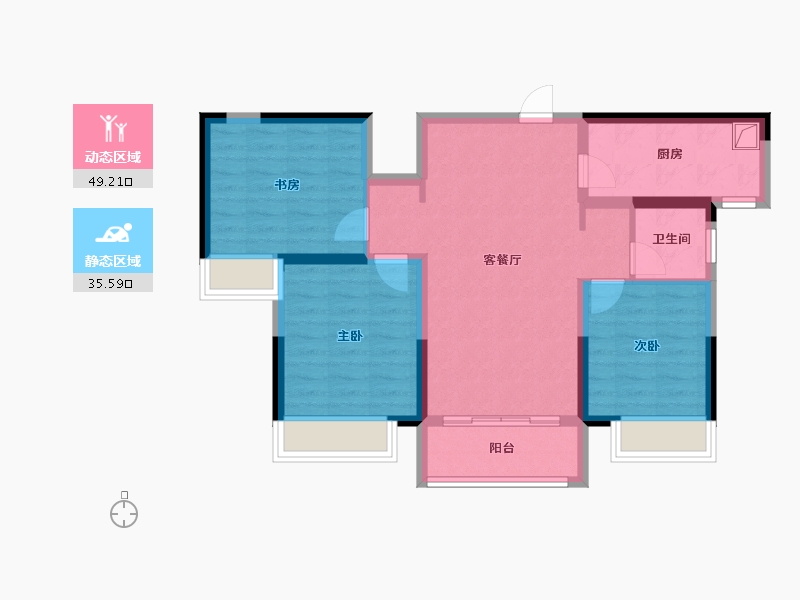 陕西省-榆林市-泰发祥·云樾-75.11-户型库-动静分区