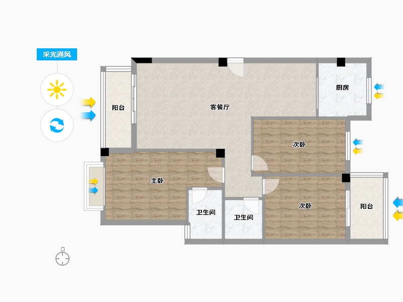 福建省-泉州市-嘉龙·中央广场-110.00-户型库-采光通风