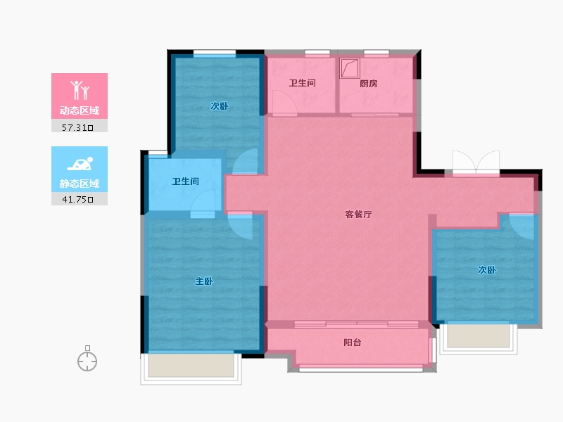 陕西省-榆林市-泰发祥·云樾-88.80-户型库-动静分区