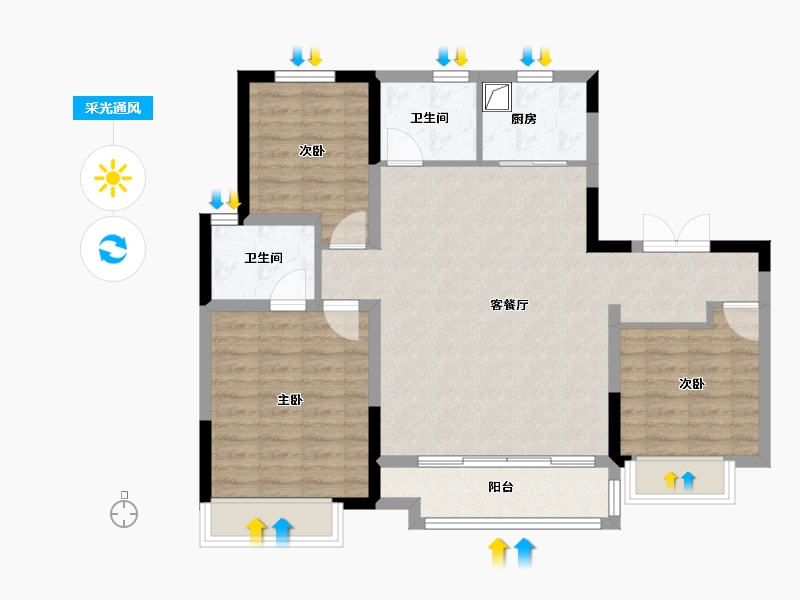 陕西省-榆林市-泰发祥·云樾-88.80-户型库-采光通风