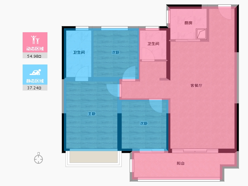 陕西省-榆林市-泰发祥·云樾-82.36-户型库-动静分区